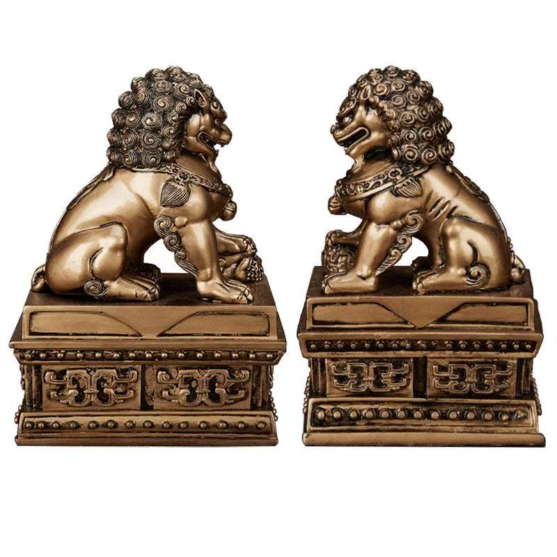 Harz Beijing Palastmuseum Löwenfiguren und Statuetten Chinesische Maskottchen Haus Zimmer Büro Reichtum Glück Feng Shui Dekoration ein Paar