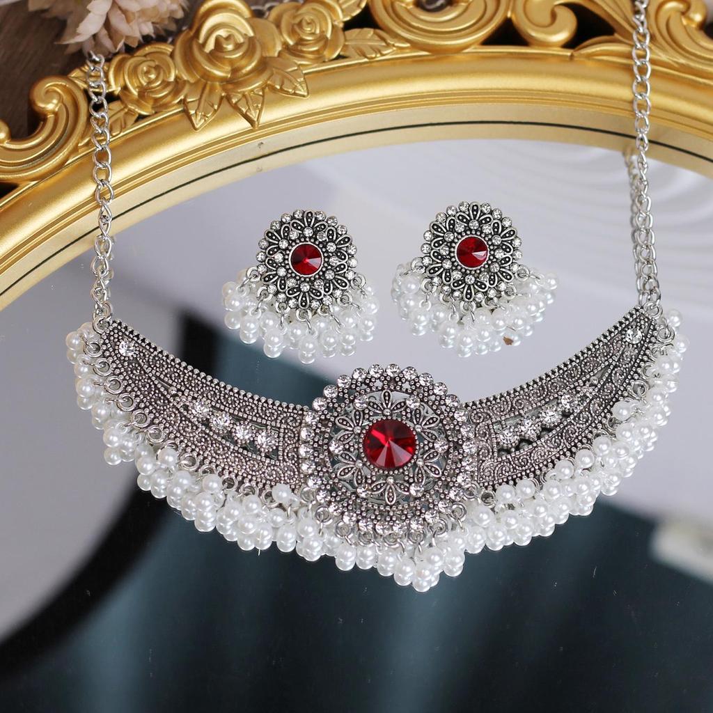 "Miao Girl" Ancient Style Light Luxury Necklace & Earrings Set for Women