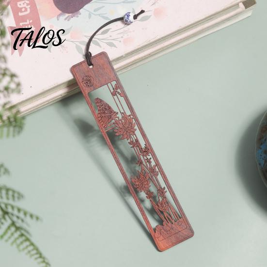 Hollow Pattern Bookmark Rosewood Bookmark, Plum Orchid Bamboo Chrysanthemum Carved Classic Wooden Traditional Chinese Style Wood Page Marker for Book