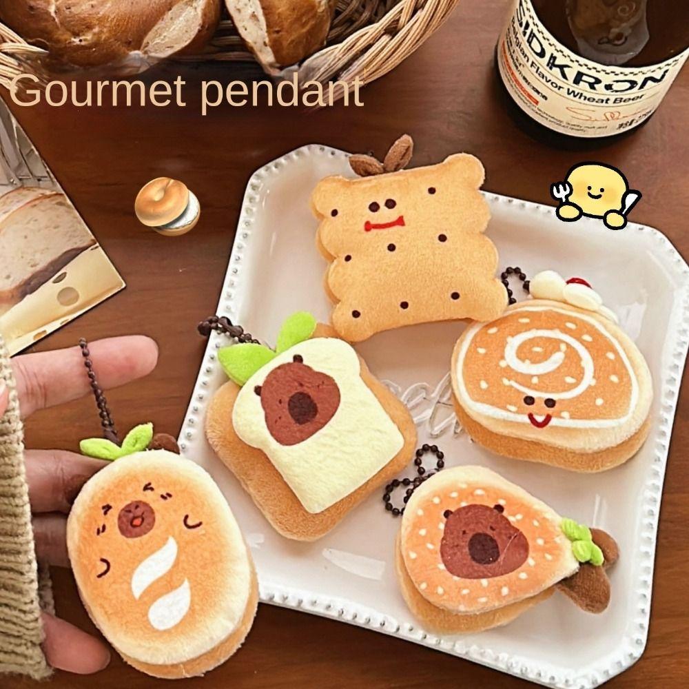 Food Shape Capybala Plush Keychain Capybala Plush Doll Keyring Schoolbag Decoration