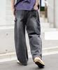 WEGO Easy Barrel Leg Painter Denim Size Denim Black Sonata Pants, Pants, Streetwear, Summer/Fall Clothes, Men's, L,