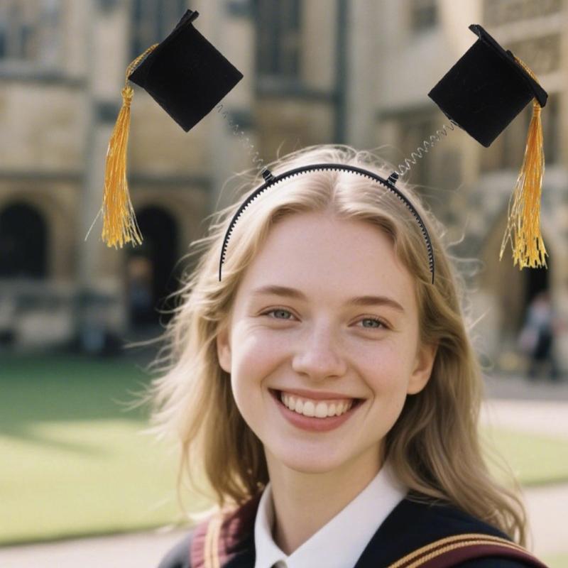 Adjustable Slip Resistant Graduation Hat Hairband With Mini Stereoscopic Doctoral Headdress For Commencement Event