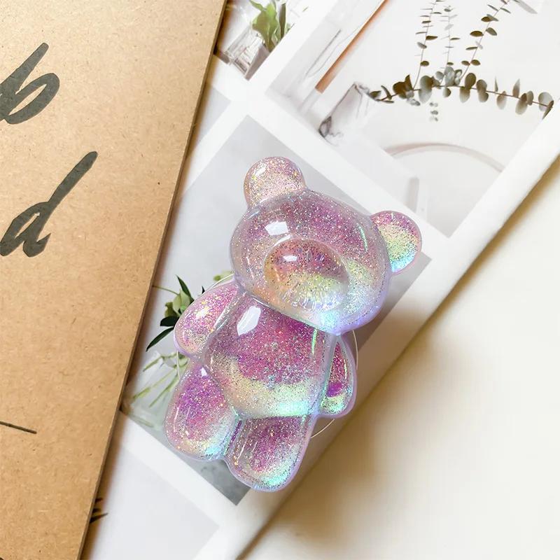 Korea Glitter Bear Cell Phone Holder Grip Tok Bracket for iPhone Samsung Xiaomi Foldable Car Folding Mobile Socket Stand