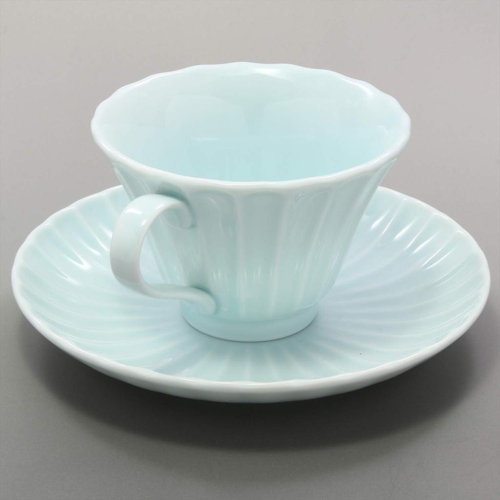 Mino-Keramik Kaffeetasse Teller Kasumi blau und weiß 589-13