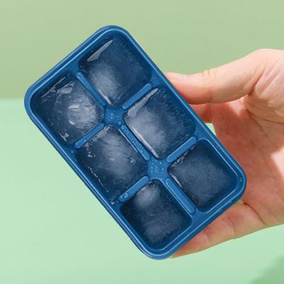 Ice Tray Reusable Square Ice Trays with Lid 6-Cavity Flexible Easy Release Whiskey Iceblock Maker Stackable Kitchen Gadget