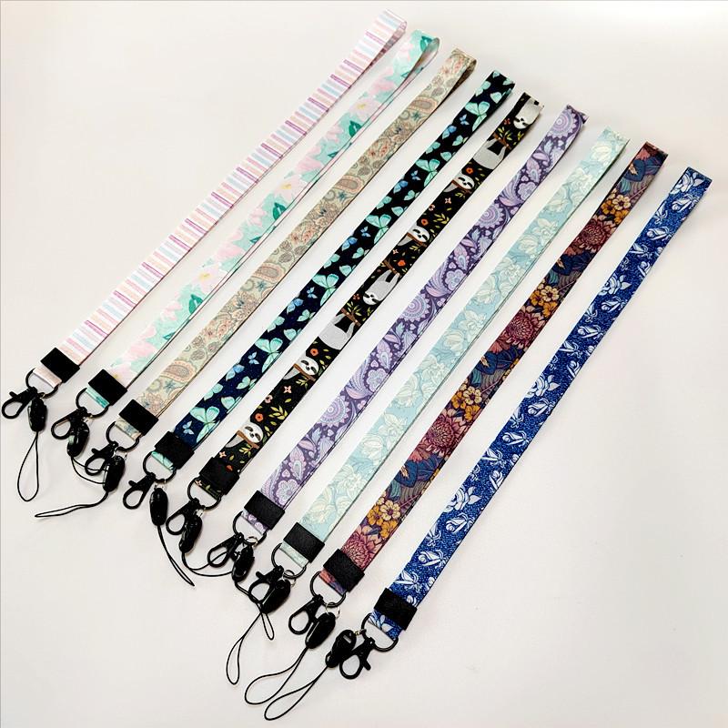 Florales Gurtband-Lanyard Handyhülle mit abnehmbarer Flugzeugschnalle - Anti-Drop Hals- & Ausweis-Lanyard
