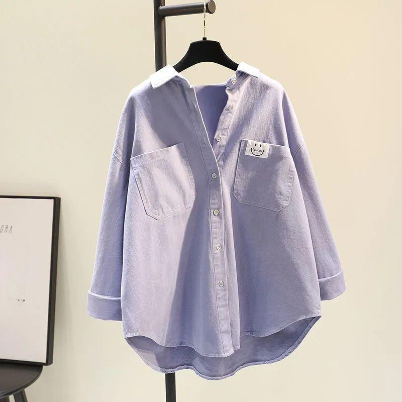 Stilvolles und bequemes Baumwoll-Frühlingshemd für Damen, koreanischer Modetrend