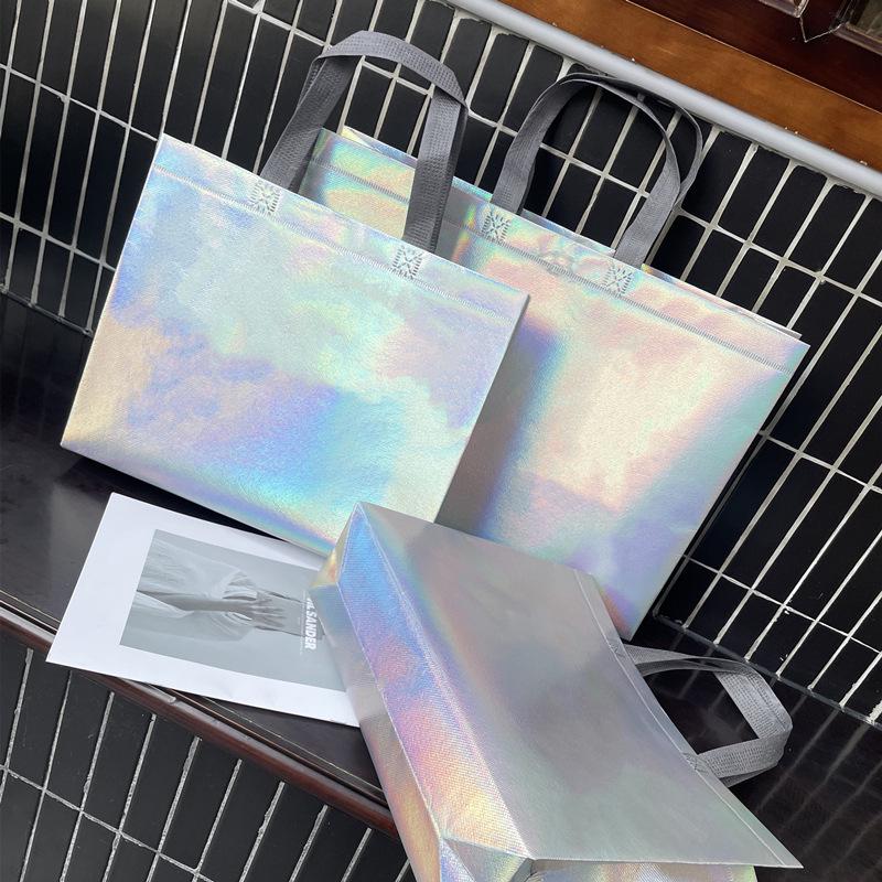 Eco-Friendly Silver Laser Non-Woven Women's Shopping Gift Bags