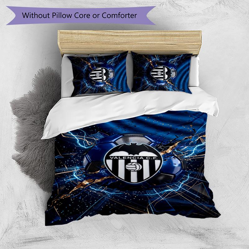 Valencia FC Printed 3PCS Bedding Set Breathable Duvet Cover with Pillowcases Decorative Bed Linen for Bedroom Home