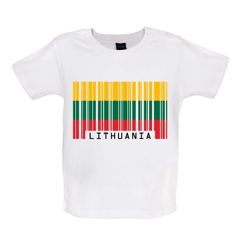 Lithuania Flag Style Barcode - Kids T-Shirt Tees Top - Lithuanian Country 160