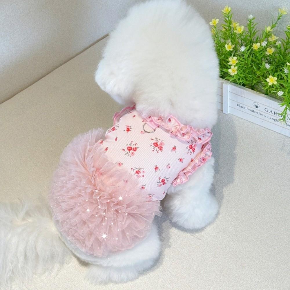 Breathable Dog Puffy Dress Summer Corgi Teddy Clothes Cute Pet Dress  for Small Dog Cat