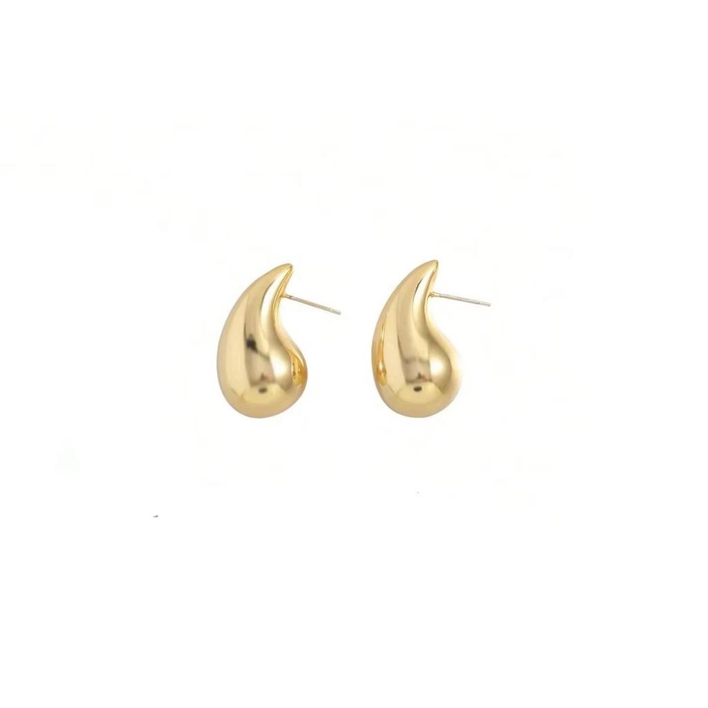 New Small Water Droplets CCB Gold Color Smooth Stud Earrings for Women Punk Geometry Zircon Accessories Girlfriend Gift