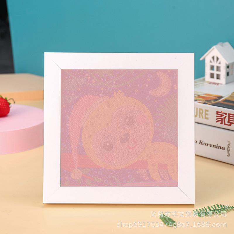 New Diy Diamond Painting Solid Wood Photo Frame Boxed Diamond Sticker Owl Cartoon Hand-Pasted Diamond Painting