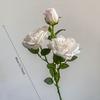 1Pc French Artificial Flower Single Stem 3-Headed Burnt Edge Rose for Wedding Home Decoration Holiday Decoration Valentine's Day Gift Birthday Gift