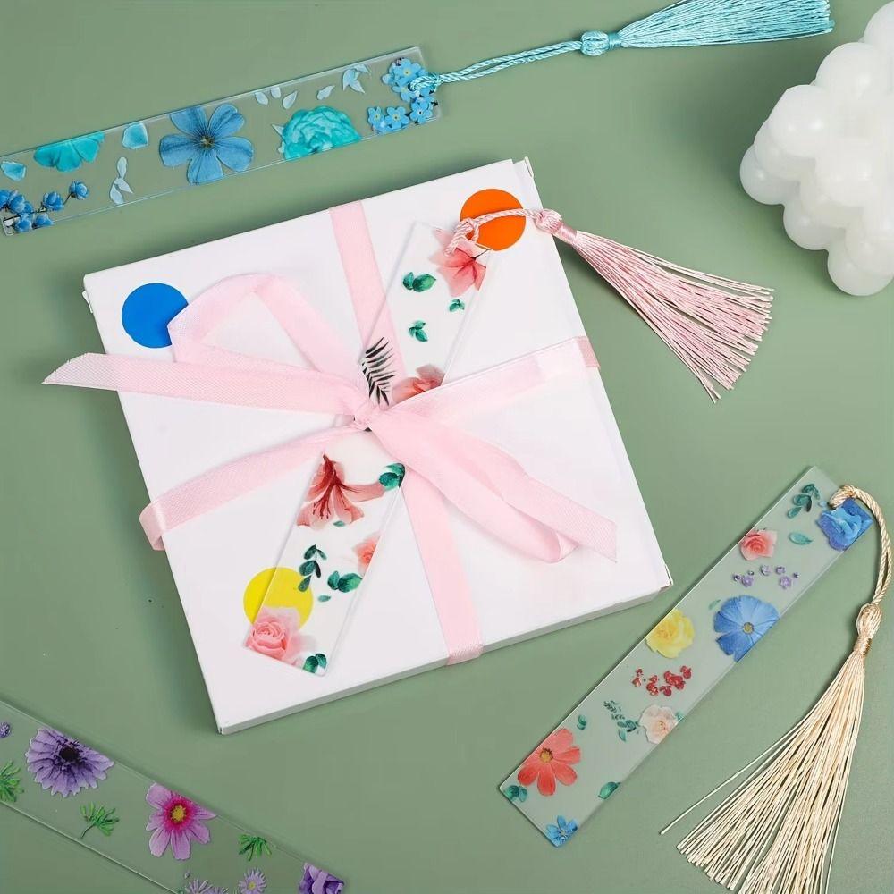 10Pcs/Set Stationery Flower Bookmarks With Tassels Book Page Markers Study/Library