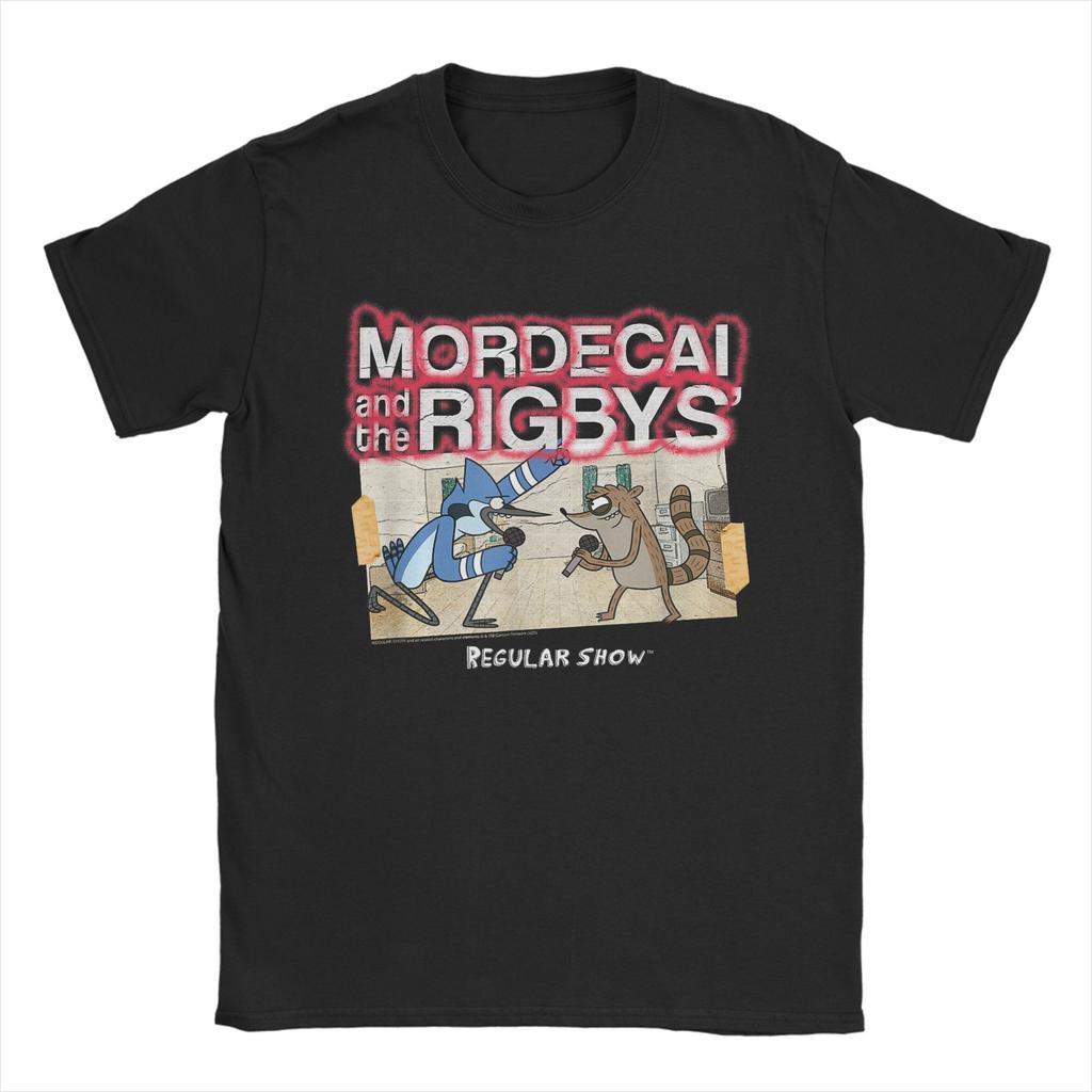 T-shirt Uomo Regular Show Mordecai and The Rigbys Band Creative 100% Cotone Girocollo Manica Corta Magliette Taglie Forti