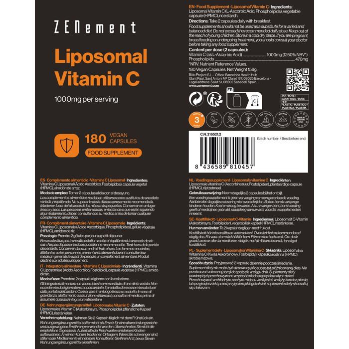 Liposomální vitamín C 1000 mg na dávku - 180 veganských kapslí