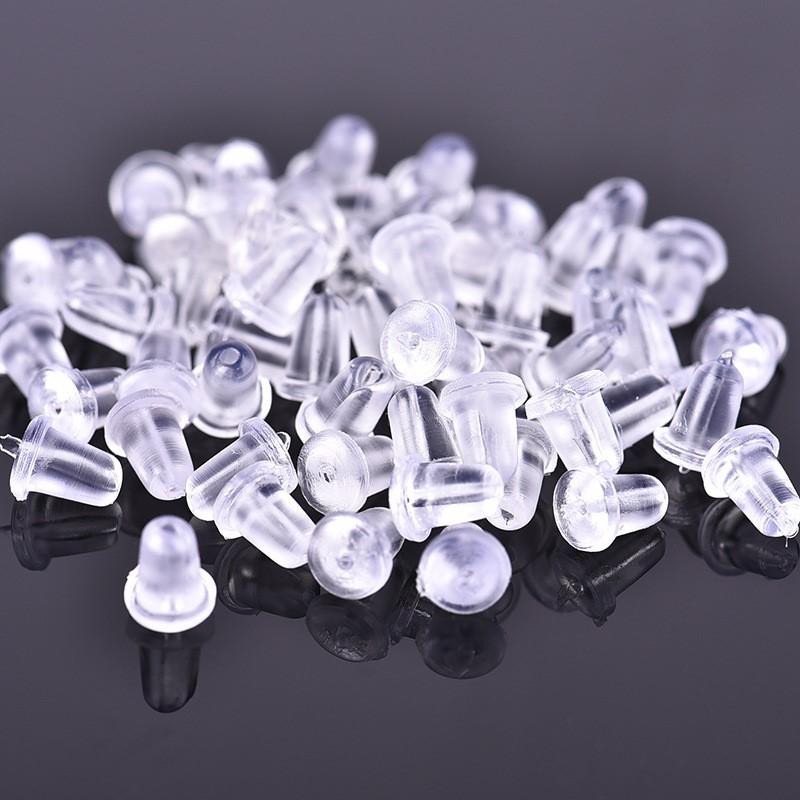 100pcs/lot Clear Soft Silicone Rubber Earring Backs Safety Bullet Stopper Rubber Jewelry Accessories DIY Parts Ear Plugging
