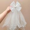 White Girls Head Gauze Bow Bridal Tulle Fashion Veil Hair Clip  Hairpins