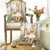 Happy Easter Cushion Cover Colorful Easter Cute Bunny Pillow Case Peachskin Material Pillow Cover Easter Decoration Home Decor