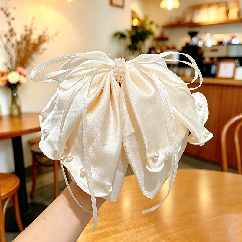 Handmade Chiffon Floral Bow Ponytail Clip for Voluminous Hair