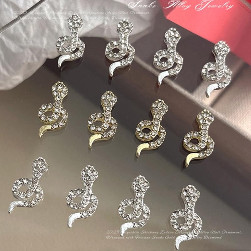 5 Pcs Snake Nails Charms Nails Art Rhinestones 3D Snake Nails Art Charms Nails Art Decorations for Crafts Jewelry Making