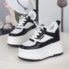 Fashion 12CM Women Casual Walking Shoes Summer Autumn Lace Up Leather High Quality Sneakers Fashion Flat-Bottomed Female Chunky Sneakers