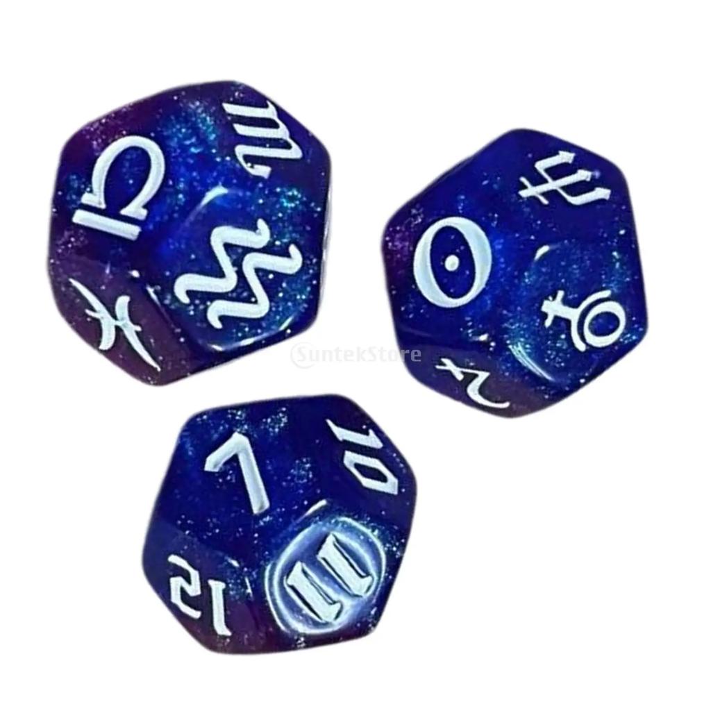 3x 12 Sided Dice Entertainment Toys Astrology Dice for KTV Role Playing Game Table Party Dice Multifaceted Party Game