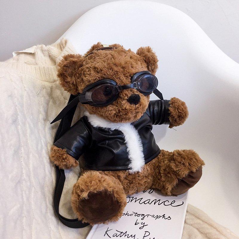 

Tide крутые очки для дайвинга плюшевая сумка медведь женская, ветер персонализированная кожаная куртка кукла медведь на плечо сумка-мессенджер чёрный