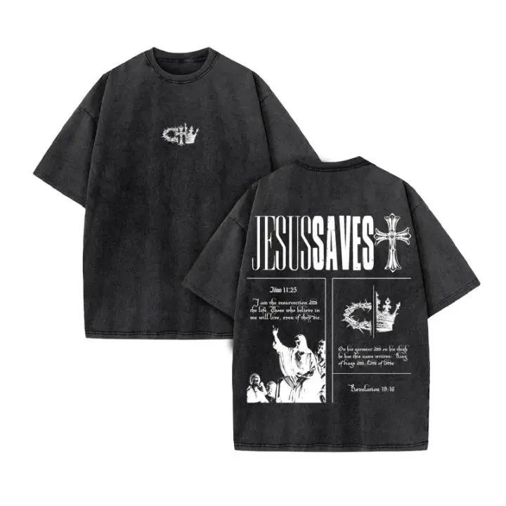 Christian Unisex Women Washed Graphic Print T Shirt Version Casual T Shirt Cotton Christian Vintage T Shirt Harajuku Style S разноцветный