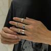 Fashionable Personality Men's Heart-Shaped Hollow Diamond-Studded Ring Set Hip-Hop Ins Style Street Trend Ring