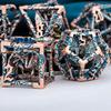 ARUOHHA Hollow DND Dice Set Copper Blue 5-Headed Dragon D and D Dice with Gift Box, Dungeons and Dragons Role Playing Games 7PCS Metal Polyhedral