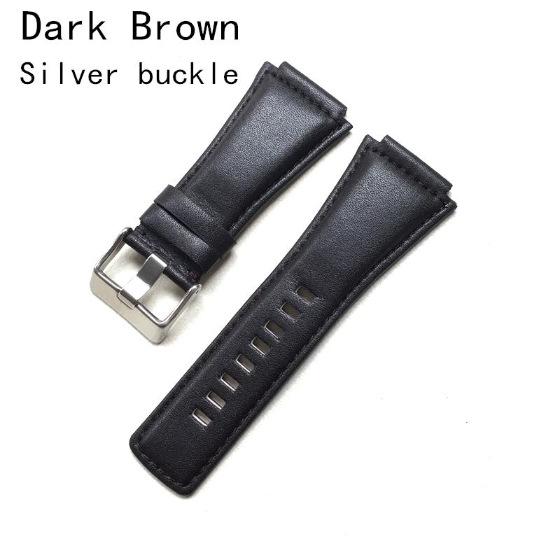 

34*24 мм чорно-коричневий опуклий кінець з м’якої натуральної телячої шкіри ремінець для годинника для Bell BR01 BR03 ремінець BR ремінець браслет 24mm