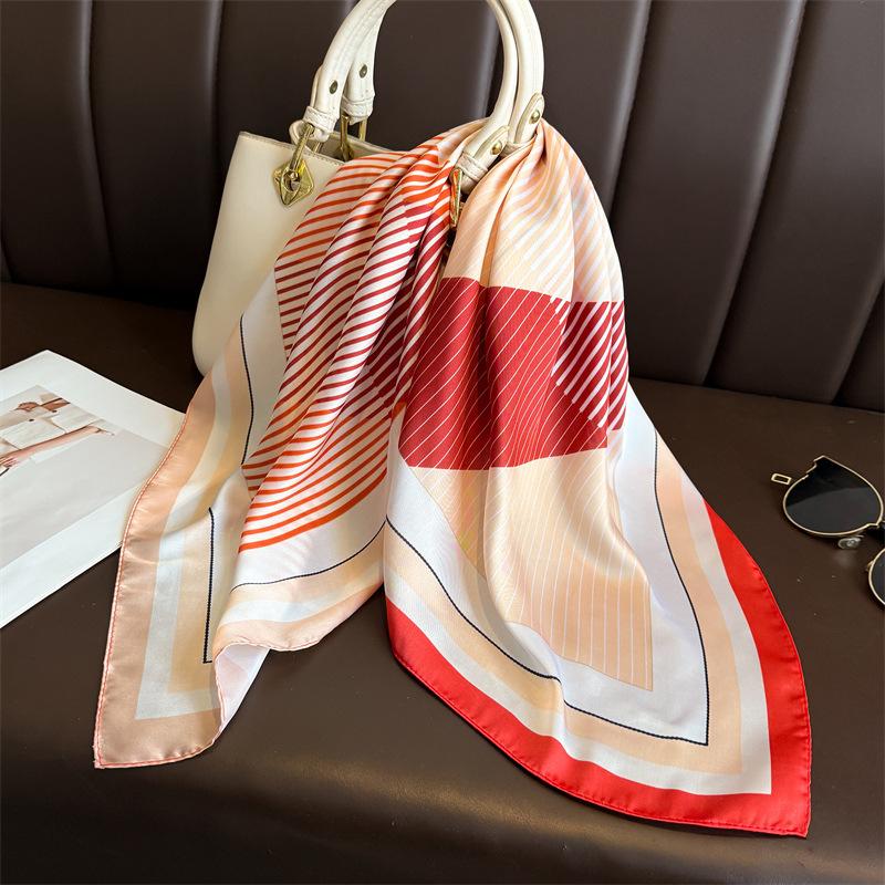 New Modern Polka Dot Printed Silk Scarf Square Scarf High-end Shawl Sunscreen Neck Small Square Scarf Headscarf Women's Scarf