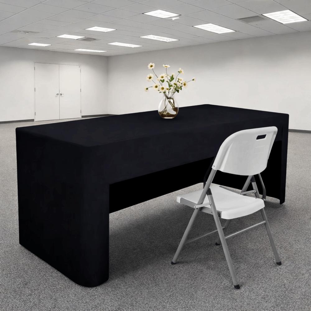 Einfarbige Spandex-Stretch-Tischdecke Rechteckige Staubdichte Tischabdeckung Waschbare Elastische Ausstellungs-Tischdekoration Bankett