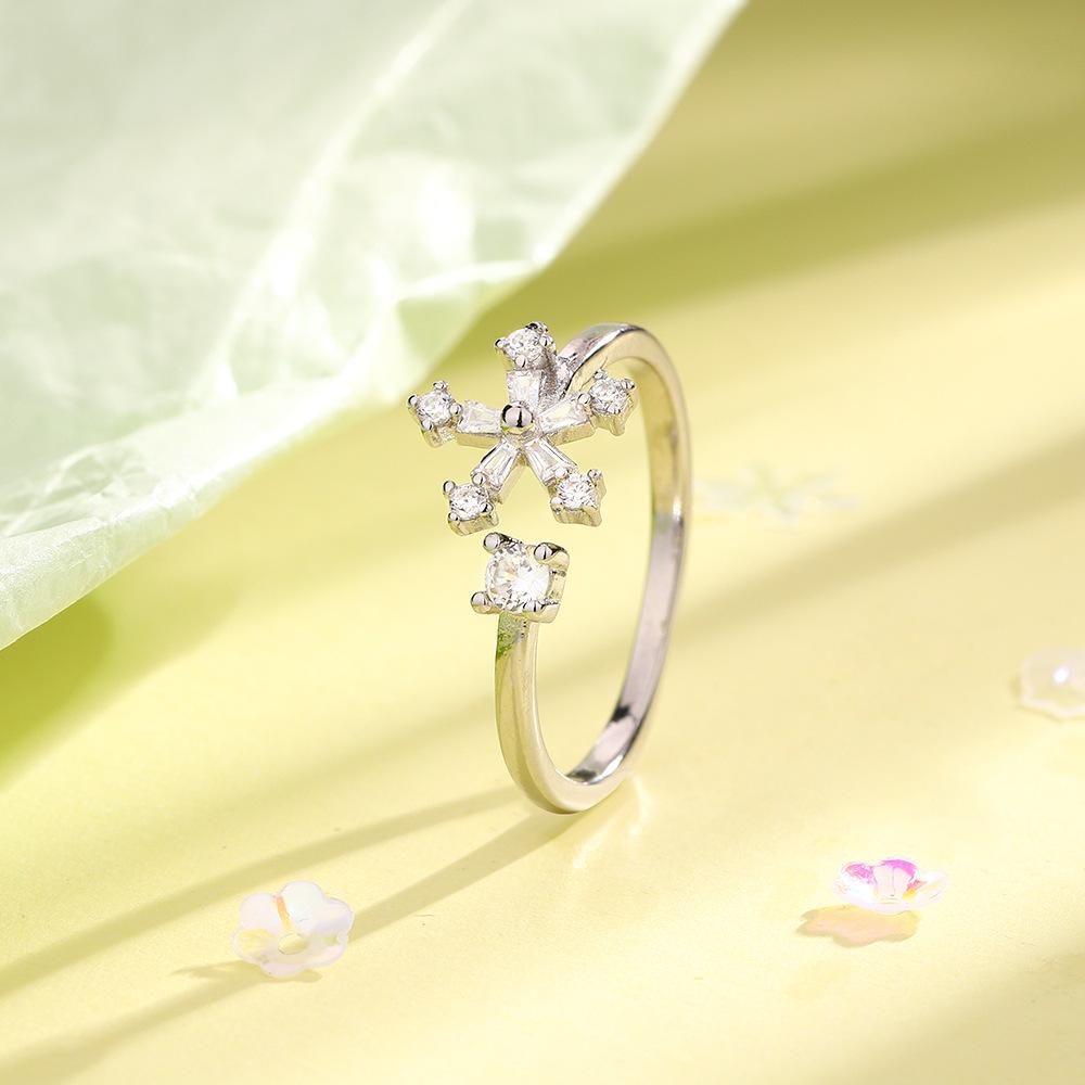 Sam Panda 925 Silver Simple Ring For Women Fine Jewelry Finger Adjustable Open Vintage Big Ball Ring For Party Birthday