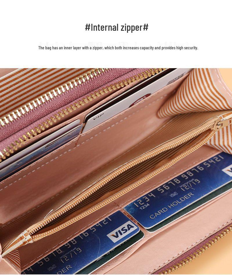 Women's Double Zipper Long Wallet & Clutch – Large Capacity Coin Purse, Multi-Purpose Phone Bag, & Card Holder