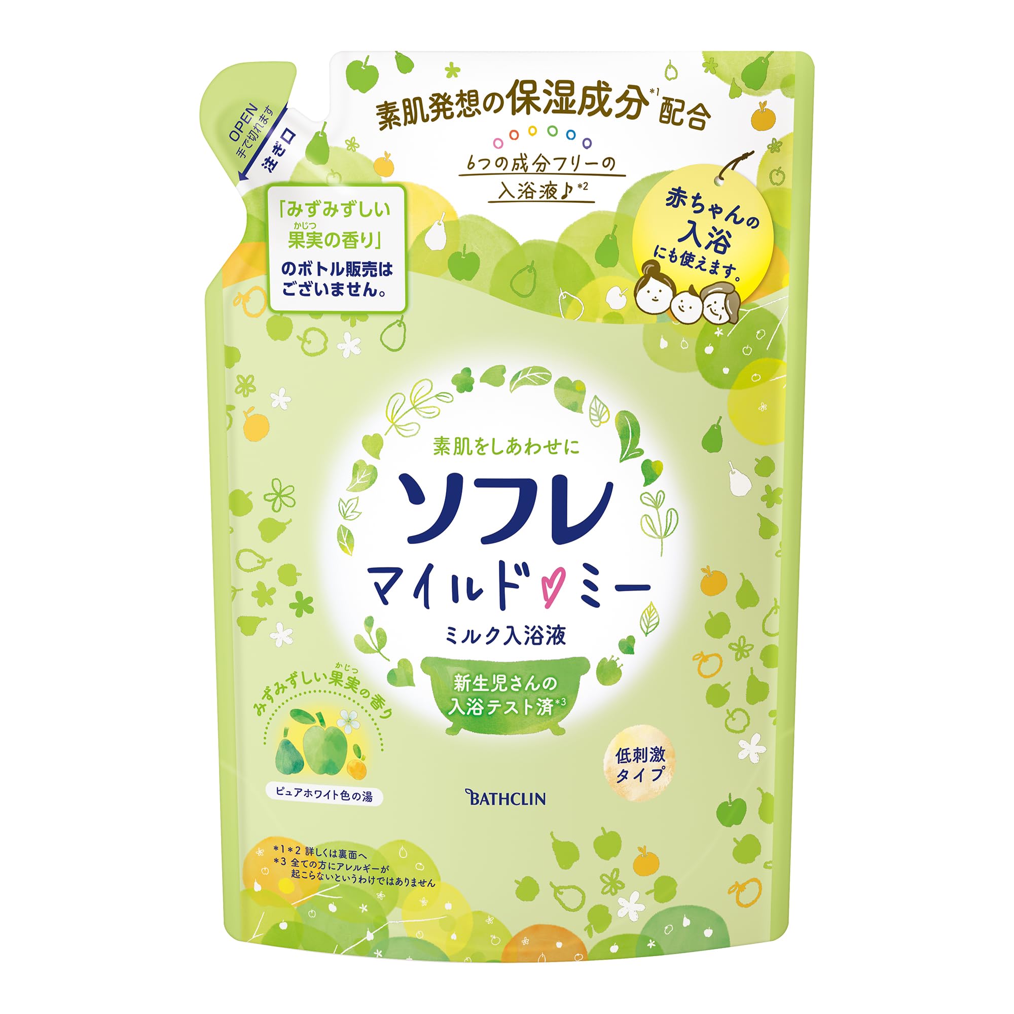 Sofre Mild Me Milk Bath Fresh Fruit 600mL 10 Liquid Bath Suitable for Baby Bathclin Liquid, Scent, (approx. uses), Liquid, Baths, Moisturizing,