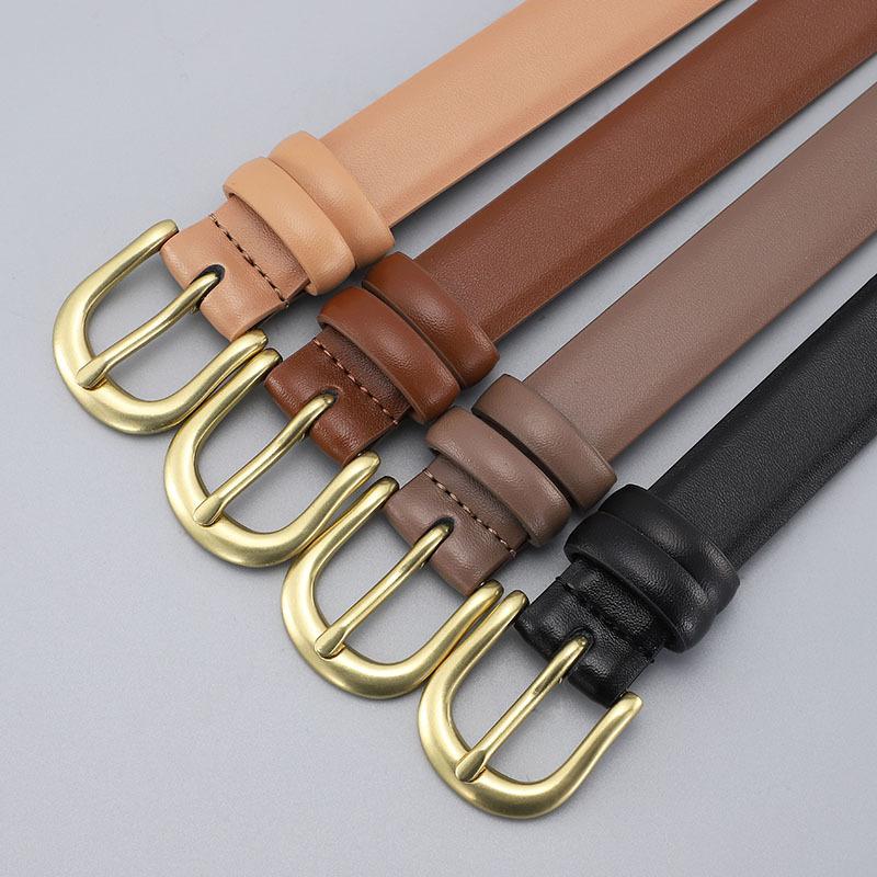 Women'S Belt Retro Semicircular Pin Buckle Belt Women'S Fine Pure Cowhide Simple Denim Suit Skirt Belt