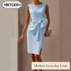 Women's Fashion Summer Spring Solid Color Print Sleeveless O-Neck Casual Dresses
