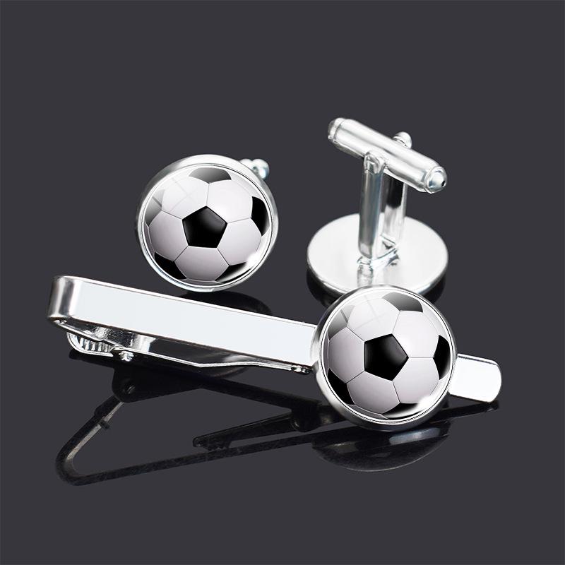 Men's Basketball & Football Cufflink Tie Clip Set - Perfect Valentine's or Father's Day Gift