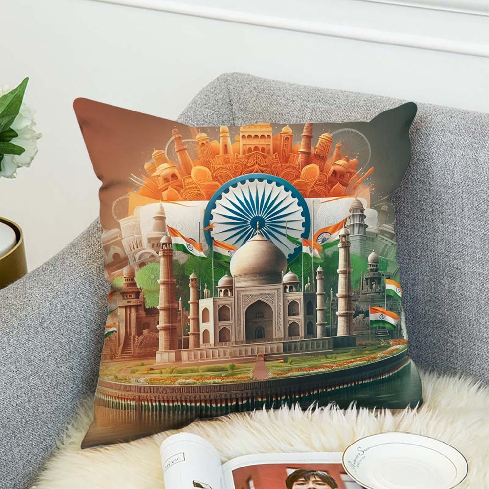 Indias Independence Logo Pillow Case For Car Sofa Decorative Home Double-sided Print Plush Square Throw Pillow Cushion Cover