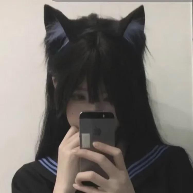 Black and White Cat Ear Plush Headband - Cute Lolita Hair Accessory