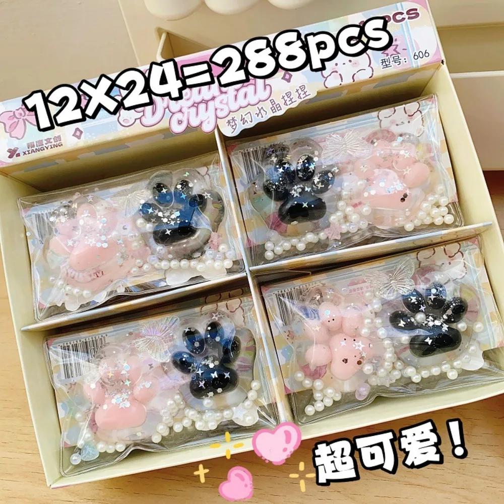 Squishy Cat Paw Pinch Fidget Toy Slow Rebound Stress Relief Toys Transparent Cube Blingbling Squeeze Toy Gift for Kids