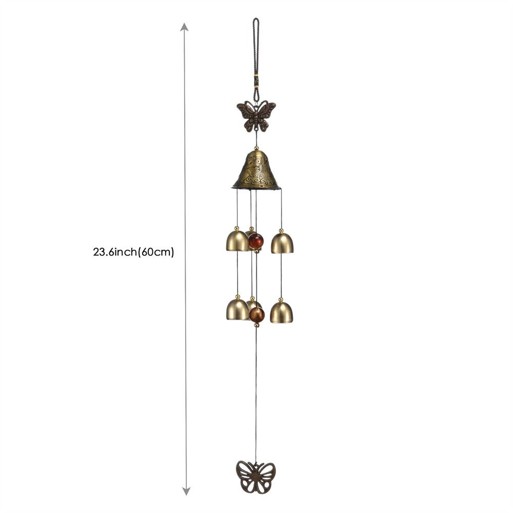 Creative Metal Copper Bells 6 Bells Handmade Outdoor Metal Wind Chimes Handmade Craft Gift Garden Hanging Decor for Outdoor
