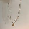 French Ethnic Style Color Stone Beaded Fashion Retro Style Easiest for Match Sense Necklace Clavicle Necklace for Women