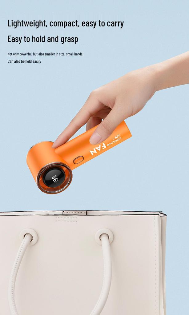 2026 USB Handheld Mini Fan: Digital Display, 199-Speed, High-Speed Turbine