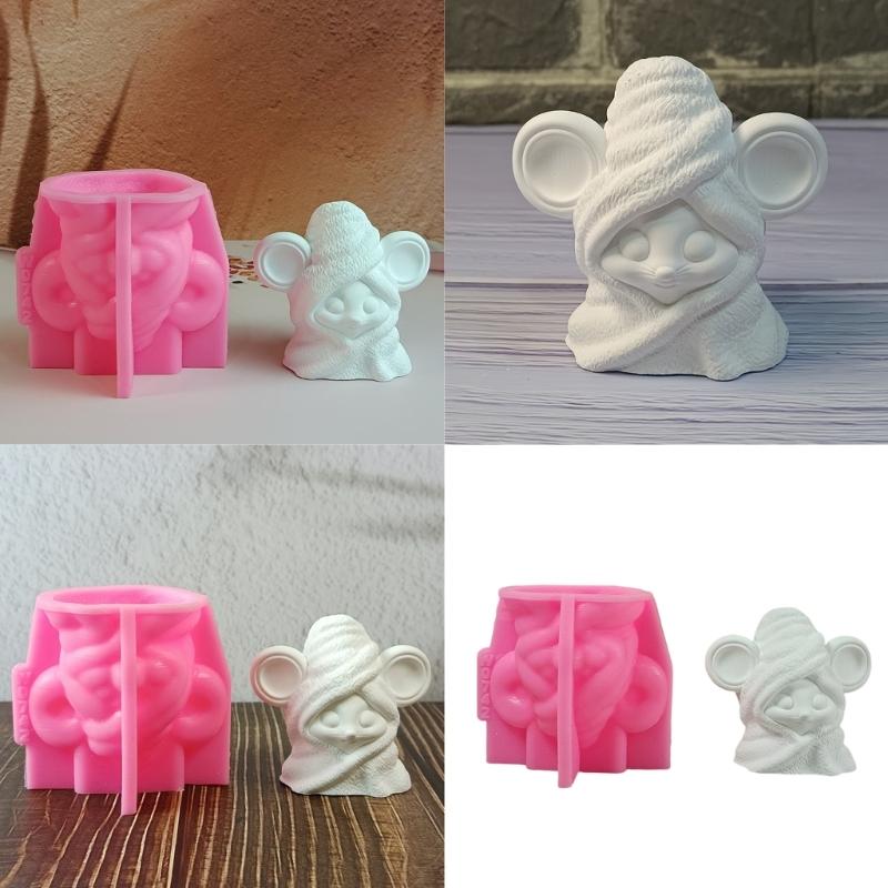 3D Bathrobe Mouse Figurine Silicone Molds for Candle Soap Chocolate Candy Cake Fondant Decoration Gypsum Silicone Molds