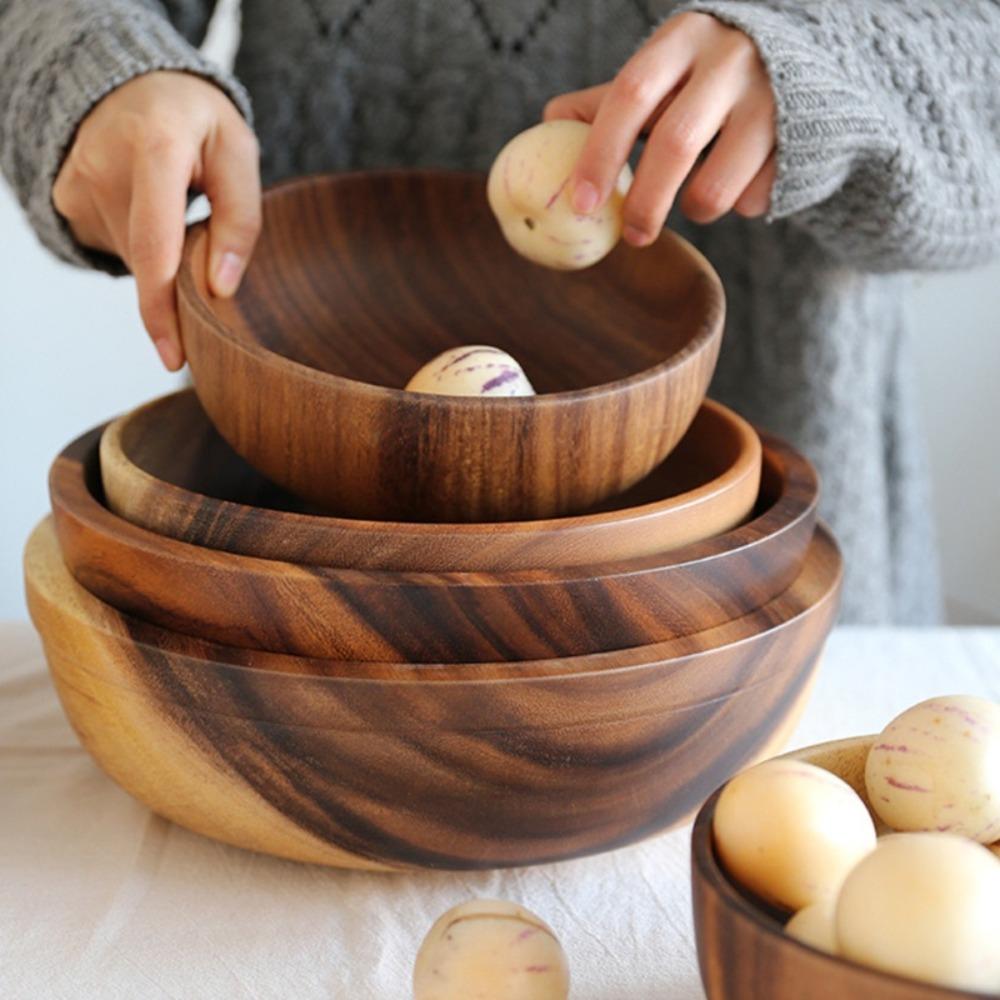 

Rotundity Wooden Storage Bowl Solid Color Kitchen Decoration Creative Dough Mixer Basin