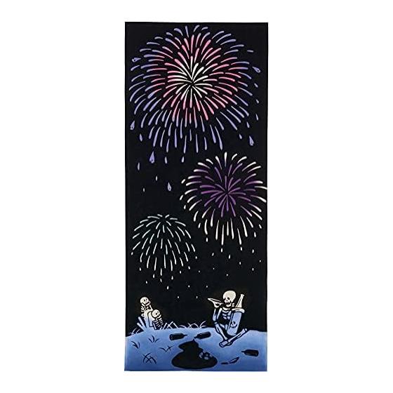 Miyamoto-Towel Kenema Tenugui Hand Towel, Bone Sake Fireworks, 35x90cm, Made in Japan